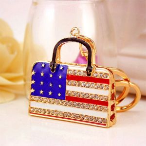  Diamond-studded American Flag Bag Keychain