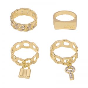Creative Lock Key Luxury Diamond Ring 