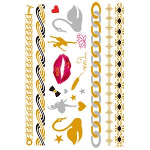 Multi shapes metallic tattoo sheet