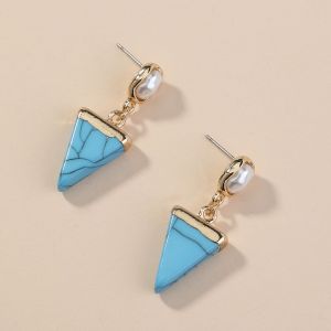 Compact Blue Triangle Turquoise Stud Earrings