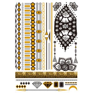 Gold, Silver and Black Metallic Tattoo