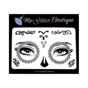 Silver Skeleton Face Stickers