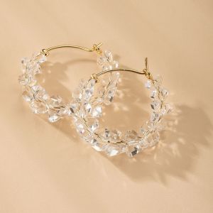 Silver Crystal Hoop Earrings 