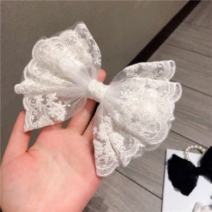 Big Bow Palace Style Embroidery Hairpin - WHITE