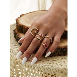 Rhinestone and Jewel Rings Set of 5