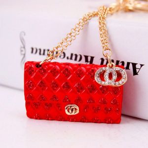 Red Creative Crystal Diamond Ladies Chain Bag Shape Key Chain
