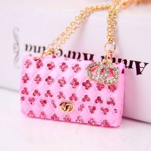 Pink Creative Crystal Diamond Ladies Chain Bag Shape Key Chain