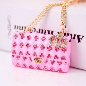 Pink Creative Crystal Diamond Ladies Chain Bag Shape Key Chain