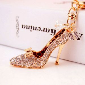 Pink Crystal High Heels Car Keychain