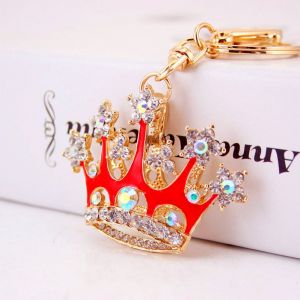 Red  Crown Crystal Car Keychain