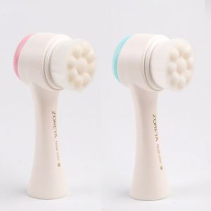 3d Face Wash Brush Double-sided Silicone Blue