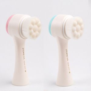 3d Face Wash Brush Double-sided Silicone Blue