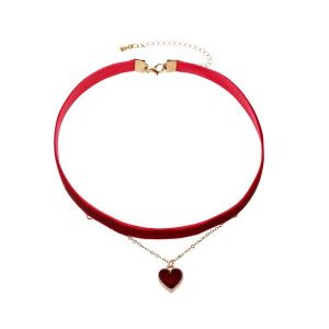 Whine Red Love Pendant Double Necklace Clavicle Chain