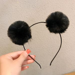 Black Fur Ball Headband