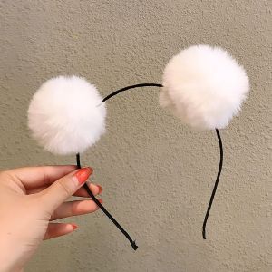 White Fur Ball Headband
