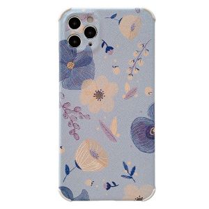 Orange-Blue Flower Phone Embossed Soft Case For Iphone11 Pro