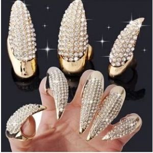 Demon Tips Long Nail Sleeve Thumb Ring Golden