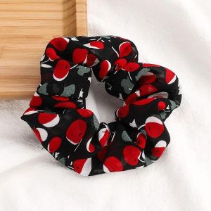  Cherry Printed Scrunchies Black