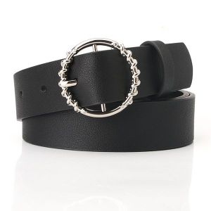 Round Buckle Belt Black 