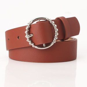Round Buckle Belt Brown