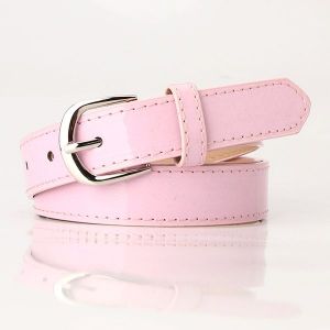Patent Leather Wide Belt - Pink