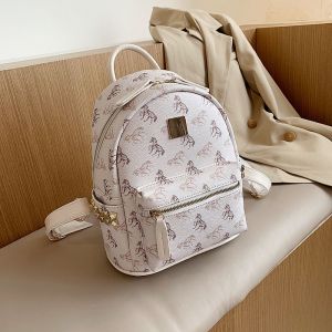 Horse Print White Back Pack
