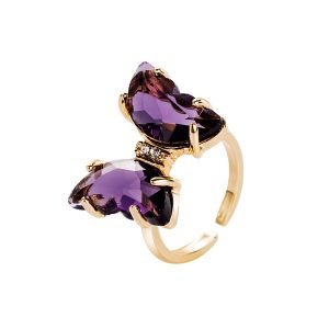 Diamond Butterfly Open Ring