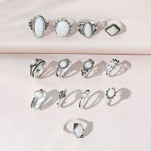 Retro Stone 13 Rings Set