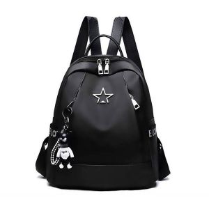 Black Leather Look Backpack