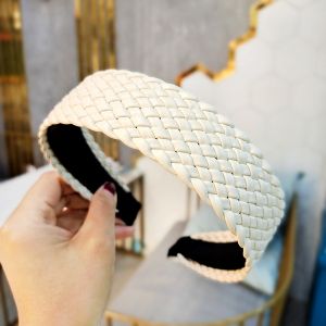 White Pu Leather Headband 