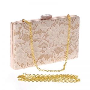 Lace evening banquet bag with diamonds small square bag.