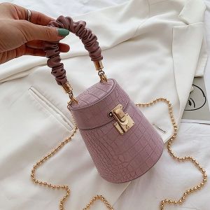 CROCODILE PATTERN BUCKET BAG CHAIN- PURPLE