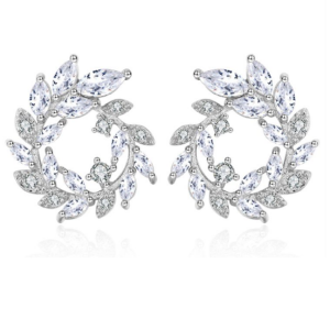 Silver Circular Ivy Jewel Earrings